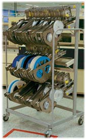 Mobile kitting frame with Fuji CP6 Feeder Shelves